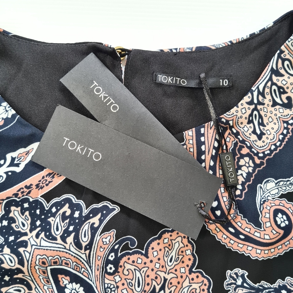 Tokito Paisley Shift Mini Dress Size AU 10 BRAND NEW - Picture 8 of 9